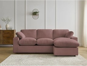 Rózsaszín kordbársony sarokkanapé Belair – Bobochic Paris