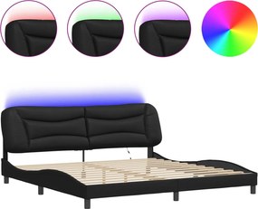 vidaXL fekete ágykeret LED-ekkel matrac nélkül Hvar 200x200 cm