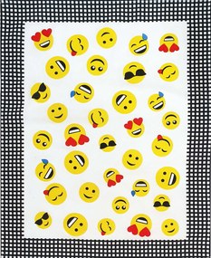 Pamut konyhai törlőkendő 50x64 Görögország szmájli fekete