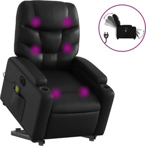 vidaXL elektromos fekete műbőr felállást segítő dönthető masszázsfotel