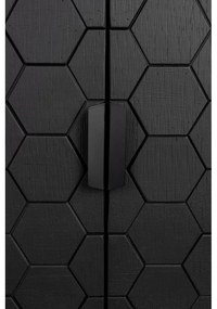 Fekete borovi fenyő alacsony komód 135x90 cm Linc – White Label
