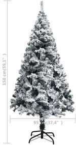 zöld PVC műkarácsonyfa hóval 150 cm