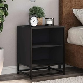 Éjjeliszekrények 2 db Fekete 40x31x50 cm Méretezett fa és fém