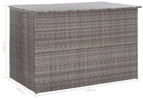 szürke polyrattan kerti tárolóláda 150 x 100 x 100 cm