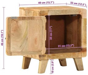 éjjeliszekrény 2 db 40x32x46 cm tömör nyers mangófa