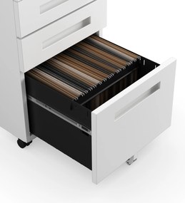 Fém gurulós konténer íróasztal alá KATE 390 x 600 x 500 mm, fehér