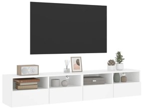 2 db fehér szerelt fa fali TV-szekrény 80 x 30 x 30 cm