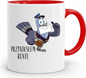 Piros Bögre Ajándék Postásnak Hoztam fényképes nyomattal