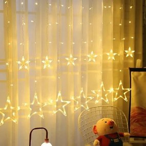 Karácsonyi LED fényfüggöny, LED csillagok, karácsonyi fények, füzér lámpa, Kiscsillag - Nagy Csillag 3m 120 Leddel Fényfüzér