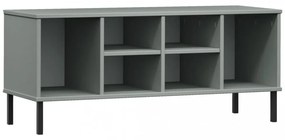 OSLO szürke tömör fa cipőszekrény fém lábakkal 106 x 35 x 45 cm