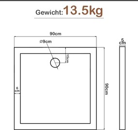 AQUAMARIN Zuhanytálca négyzet 90 x 90 cm