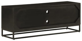 fekete tömör mangófa és vas TV-szekrény 110 x 30 x 40 cm