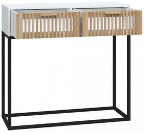 fehér szerelt fa és vas tálalóasztal 80x30x75 cm