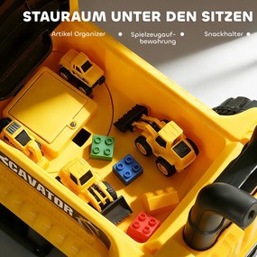 AIYAPLAY Kotrógép kanállal, forgó kormánykerékkel, állítható szerkezettel, háttámlával gyermekeknek, sárga