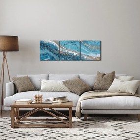 Kép - Világoskék márvány arannyal I. (órával) (90x30 cm)