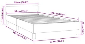 fekete szövet ágykeret fejtámlával matrac nélkül 90x190 cm
