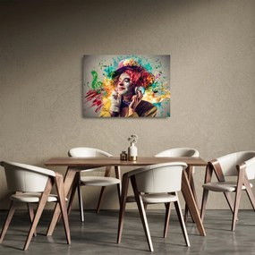 Kép - Női művész fejhallgatóval (üvegen) (70x50 cm)
