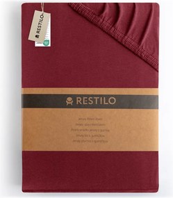 Borvörös gumis jersey lepedő 180x200 cm Amber – Restilo