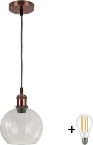 Brilagi - LED függeszték kábellel RETRO GLASS 1xE27/60W/230V átm. 25 cm réz/átlátszó
