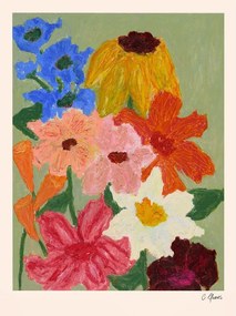 Poszter 50x70 cm Flowers on Sage Green – Carla Llanos – The Poster Club