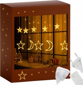 Fényfüggöny Led Karácsonyfa Lámpa Ablakra Fehér Meleg Csillag Dekoráció