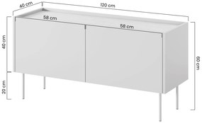 Desin 120 2D kétajtós TV-szekrény - kerámia vörös / nagano-tölgy