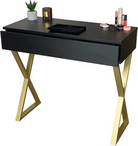 Fésülködőasztal Fekete Matt Fiókkal Arany X 90CM