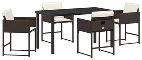vidaXL Kert étkező szett párnával 5 pcs Barna polirattan