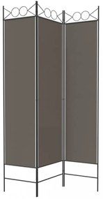 3 paneles antracitszürke szövet térelválasztó 120x200 cm
