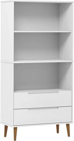 vidaXL MOLDE fehér tömör fenyőfa könyvszekrény 85 x 35 x 170,5 cm