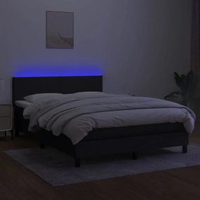 fekete szövet rugós és LED-es ágy matraccal 140x190 cm