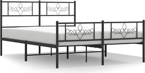 vidaXL fekete fém ágykeret fej- és lábtámlával 150 x 200 cm