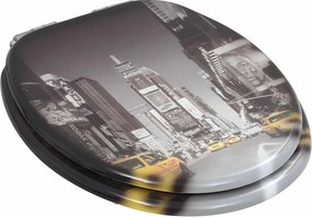 2 db New York mintás MDF WC-ülőke lassan csukódó fedéllel