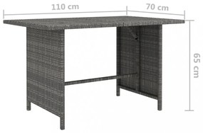 szürke polyrattan kerti étkezőasztal 110 x 70 x 65 cm