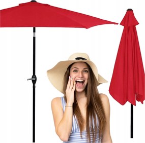 Nagy Összecsukható Kerti Napernyő Piros Törhető Erős 260cm Hajtókarral Tömör