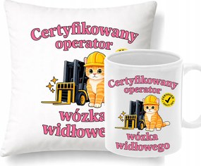 Párna Bögre Szett Vicces Ajándék Targonca Üzemeltetőnek