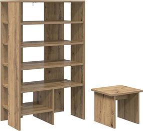 vidaXL Cipőszekrény polcokkal tárolóval 2 pcs Artisan tölgy Faanyag