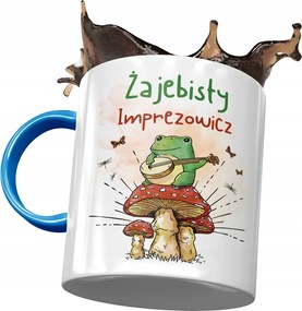 Kék Bögre Bulizónak Békás Ajándék Nyomtatott Fotóval