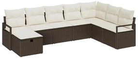 Kerti Kanapé Szett 8 pcs Barna és krémszínű 287 x 177 x 85 cm