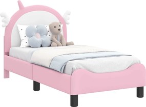 vidaXL Gyerekágy keret fejtámlával Rózsaszín 70 x 140 cm PU