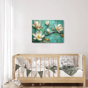Üveg kép - 3D magnóliák (70x50 cm)