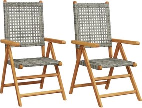 vidaXL 2 db szürke tömör akácfa és polyrattan kerti szék