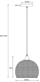 Lucide 43404/22/30 - Függeszték MESH 1xE27/60W/230V 22 cm