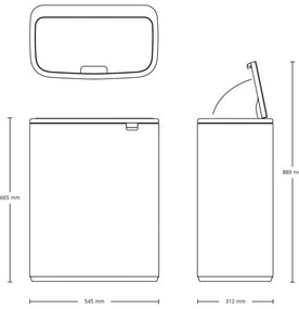 Matt fekete acél érintésre nyíló szelektív szemetes 60 l Bo Touch Bin – Brabantia