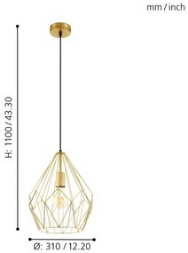 Eglo 49933 - Függeszték CARLTON 1xE27/60W/230V