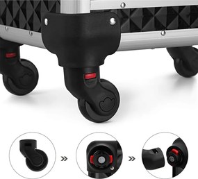 Sminktáska, kozmetikai tároló gurulós, fekete 34x25x57cm