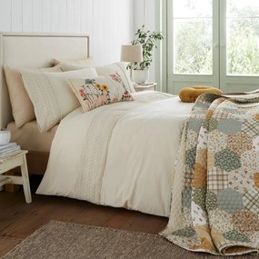 Krémszínű egyszemélyes ágyneműhuzat 135x200 cm Broderie Anglaise – Catherine Lansfield