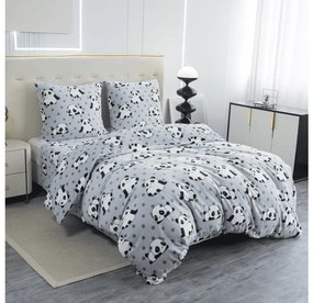 Mikroplüss ágyneműhuzat PANDA szürke Ágyneműhuzat mérete: 2 db 70 x 90 cm | 200 x 220 cm