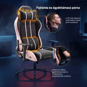 Szövet gamer szék fekete-rózsaszín Diablo X-One 2.0 Akira Pink Normal