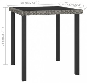 szürke polyrattan kerti étkezőasztal 70 x 70 x 73 cm